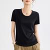 Camiseta Tencel Lyocell Manga Curta Gola U 2026 Máscara Estilosa Casual Elástica Secagem Rápida Verão 1688 Top para Mulheres