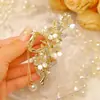 Pinza para el Cabello de Metal para Mujer, Pinza Tiburón de Lujo de Alta Gama, Pasador para Peinados Recogidos, Accesorio para el Cabello con Perlas para la Parte Trasera de la Cabeza