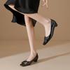 Zapatos de tacón alto Yuanlitong 2025 cómodos para los pies, Zapatos casuales para mujer para uso en exteriores, Zapatos de moda de alta gama con punta cuadrada transpirables, Zapatos de cuero suave para mujer