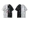 Comércio Exterior Atacado Transfronteiriço Marca da Moda Estampa Camuflada de Tubarão Gola Redonda Manga Curta Camiseta Masculina Verão Solta Casual Top