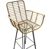 Silla de ratán con respaldo, silla de ratán individual de ocio para exteriores, silla de estilo nórdico para patio, jardín, balcón, terraza, silla de bar