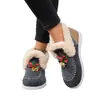 Botas de nieve para mujer sin cordones con ribete de pelo, talla grande, botas de algodón, Navidad, estilo europeo y americano, botines, otoño e invierno, comercio exterior, cálidas, de suela plana, con bloques de color, transfronterizas