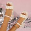 Sandalias de Moda de Comercio Exterior Versátiles con Suela Gruesa y Tacón Alto para Mujer Verano 2024 Nuevo Estilo Sandalias con Tira de Hebilla de Una Sola Banda y Punta Cuadrada con Tacón Grueso para Mujer