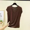 Camiseta Base de Modal sin Mangas con Cuello en V para Mujer Verano Color Sólido Delgada Casual Camiseta Interior talla extra Top Holgado Adelgazante