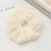 Goma para el pelo scrunchie de encaje hueco color crema de alta gama estilo coreano minimalista francés para mujer