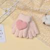 Luvas Infantis Amor Cor Sólida Inverno Quentes Forradas com Lã Espessas de Dedo Inteiro Luvas para Bebê Infantil à Prova de Frio