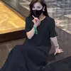 Nuevo Vestido Largo Elegante Holgado Adelgazante de Verano 2026, Nuevo Estilo Chino, Vestido con Bordado Pesado de Cuello en V para Mujer