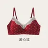 Lingerie Floral com Renda Estilo Francês para Mulheres, Suporte Suave, Bojo Semi-Fixo, Push-Up, Confortável, Sem Fio, Sutiã Fino