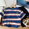 Camiseta de Manga Corta a Rayas para Niños Estilo Verano Unisex Ropa para Niños Pequeños Bebé Niños Top de Media Manga Tendencia Delgado Verano Bloqueo de Color