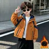 Chaqueta con forro polar para niño, nuevo estilo otoño/invierno 2026, cortavientos, reversible, ropa de invierno elegante para niños