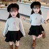 Roupa de Baixo Térmica de Fleece Infantil Outono e Inverno Algodão Puro Tops Quentes para Meninos e Meninas, Combinando com os Pais Camiseta Infantil Tendência com Gola Careca e Manga Longa