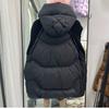 Cross-border 24 Outono e Inverno Novo Anti-temporada Down Jacket Colete Feminino Chapéu Curto Engrossado Malha De Lã Branco Duck Down Jacket