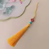 Guanshan Yue 12CM Borla Trébol de Cuatro Hojas Fu Zi Suzi Turquesa Imitación Abanico Colgante para Oreja Hanfu Cheongsam Bolsita Joyería