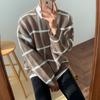Suéter a cuadros estilo perezoso MYQ para hombre, suéter holgado de otoño estilo coreano, suéter de punto, abrigo personalizado para estudiantes, moderno