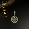 Pulseira com Pingente de Prata de Lei S925 Oito Deidades Guardiãs, Pingente de Colar Buda do Nascimento com Mantra de Seis Palavras e Pedra de Cinábrio Natural