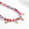 Collar de flores con cuentas de arroz de cerámica suave, estilo retro étnico, con letras de diamantes y perlas, estilo europeo y americano.