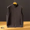 Little Goat Cashmere 100, novo colete de tricô com gola alta para outono/inverno masculino, simples, moderno e versátil, peça externa sem mangas