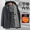 Nueva Chaqueta de Algodón Cálida con Capucha para Hombres de Mediana Edad y Mayores 2026, Parka Térmica de Grafeno Negro Dorado