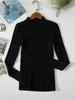 Suéter de Punto de Cuello Alto Medio Transfronterizo para Mujer Principios de Otoño Color Puro Ajustado Suéter de Fondo de Punto (2 Colores en Stock)