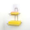 Porta Jabón de Acero Inoxidable sin Taladro Estante de Baño Cesta para Jabón Doble Capa con Drenaje Estante de Almacenamiento Multifuncional