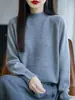 Suéter de punto de diseño de nicho nuevo para otoño e invierno transfronterizo para mujer, top versátil de capa base con hilo brillante y cuello semialto