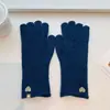 Luvas de Lã Tricotada para Mulheres no Inverno, Quentes e de Alto Padrão, Coração Retrô, Tela Sensível ao Toque, Luvas de Cinco Dedos