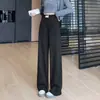 Pantalones de lana de espiga de pierna ancha para mujer, nuevo estilo otoño/invierno 2026, pantalones casuales suaves de pierna recta fluidos que estilizan