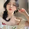 Pendientes de borla de flor de cristal de color dopamina para primavera y verano, pendientes de estilo vacacional junto al mar para mujer, pendientes de temperamento hermoso