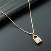 Collar con Colgante de Candado de Amor de Diamante de Personalidad Creativa Transfronteriza Europea y Americana para Mujer, Chapado en Cobre con Oro de 18K, Cadena de Clavícula para Pareja, Accesorios