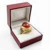 Anel de Ágata de Jade Antifalsificação com Incrustação de Cloisonné, Anel Ajustável Estilo Corte Vintage Esmeralda com Pedra Olho de Gato