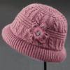 Conjunto de Chapéu e Cachecol de Outono e Inverno para Mulheres de Meia-Idade e Idosas, Chapéu de Bacia Feminino de Inverno em Lã Tricotada Quente Espessa com Forro de Lã