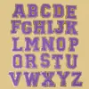Patches Bordados para Revenda em Estoque, Letras Bordadas em Toalha Roxa, Estilo Não Adesivo, Patches para Decoração de Roupas