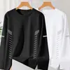 Nueva camiseta de manga larga para hombre 2026, top elástico de primavera y otoño, capa base holgada de peso pesado, camisa de manga corta para hombre