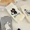 Calcetines AB de Dibujos Animados Divertidos de Moda Ins Coreanos para Mujer Personalidad Sentido del Diseño Creativo Asimétricos Izquierdo y Derecho de Longitud Media Combinan con Todo