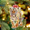 Amazon Nuevo 2026 Navidad Colgante Acrílico Animal Sombrero de Navidad Transfronterizo Decoración Árbol de Navidad Colgante Venta al por Mayor