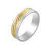 Anillo de acero inoxidable 6 mm cuchilla oblicua de hobbing anillo de dedo para alimentos de acero de titanio para hombre entre oro doble color mujer transfronterizo caliente venta al por mayor