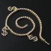 Cadena de garra simple europea y americana transfronteriza, colgante de símbolo de dólar de diamante, cadena para clavícula, collar brillante de pedrería, joyería personalizada