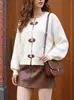 En StockNuevo Cárdigan de Punto con Botones de Cuerno Estilo Europeo y Americano Nicho Vintage para Mujer, Otoño e Invierno, Moderno y Adelgazante, Suave y Acogedor