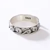 Anillo nuevo Runxin con patrón de nube anillo retro personalizado para hombre diseño de nicho estilo antiguo anillo ajustable de nube auspiciosa