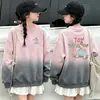 Moletom Fofo para Meninas, Novo Estilo Primavera e Outono, Estampa de Urso, Camiseta Base para Crianças, Top Estiloso para Bebê, Pulôver Casual