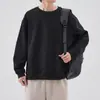 Sudadera de peso pesado color sólido estilo americano para hombre, otoño/invierno, forro polar, moderna, blanca, corte holgado, casual, sin capucha, para meterse por la cabeza