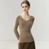 Suéter de Cachemira para Mujer BaiCaiRong Otoño/Invierno 2026 Cuello en V Diseño Versátil Ropa de Punto de Lana para Mujer