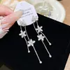 Nuevos Pendientes Estilo Coreano con Flor de Zirconia y Borla para Mujer, Pendientes de Moda y Exquisitos con un Toque de Gama Alta Único que Hacen que el Rostro Parezca Más Delgado