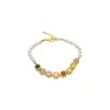 Pulsera de perlas de cubos de azúcar de circón de colores estilo coreano, diseño de moda dulce de nicho, joyería de lujo ligero de alta gama para mujer