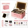 Bolsa de Maquillaje con Luz, Gran Capacidad, Compartimentos Divididos, Almacenamiento Portátil, con Espejo, Estuche de Viaje para Maquillador Profesional, Caja de Maquillaje