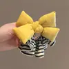 Diadema de Algodón Relleno Amarillo Brillante con Lazo y Rayas Cuerda para el Cabello Plegada Moda Coreana Accesorios Versátiles para el Cabello Nueva Diadema 2025