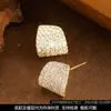 Amazon Moda Transfronteriza Exquisitos Pendientes de Botón Completamente de Circonita con Diamantes, Lujo Ligero, Simples y de Gama Alta, Versátiles para el Viaje Diario