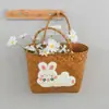 [Processamento Personalizado] Cesta de Vegetais Grande Capacidade Tecida com Palha Bolsa de Vime Manual Sacola Tote para Frutas Piquenique Vegetais