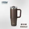 Taza Térmica Tyeso de Gran Capacidad para Café Helado Taza Refrigerante Portátil para Coche con Popote Taza para Coche de Acero Inoxidable
