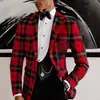 Blazer de Xadrez Masculino de Linha Única com Dois Botões Personalizado para Exportação Transfronteiriça, Blazer Casual Slim Masculino